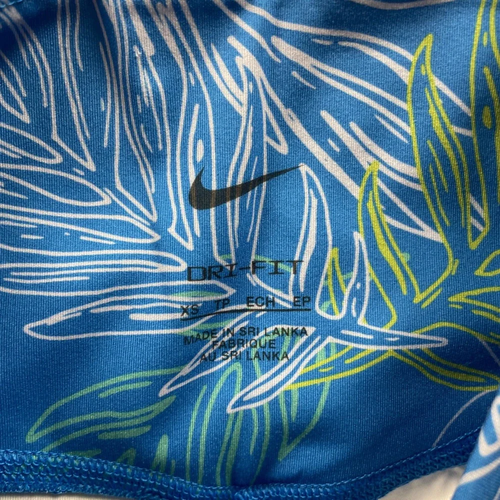 Nike Dri-FIT One Womens Tropical Monstera Print Bike Shorts Blue DV9681-435 XS